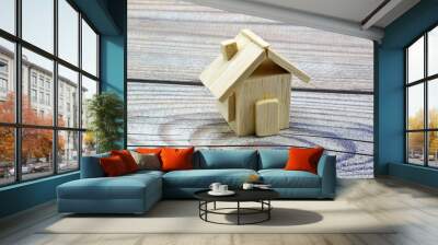 house on wooden background Wall mural