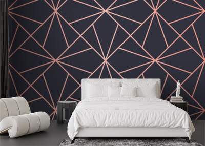 Geometric pattern consisting of lines. Trendy Copper Metallic look. Wall mural