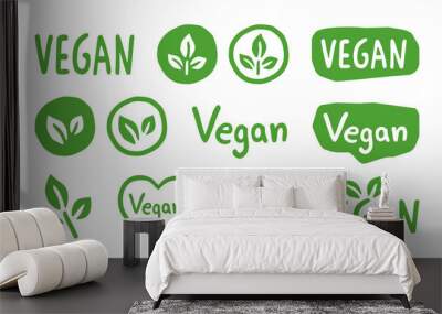 Vegan Vector Icon Set - Logo Set Wall mural