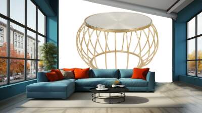 Modern golden round coffee table isolated on background Wall mural