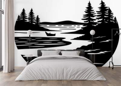 A tranquil view of the bay of fundy at low tide vector illustration Wall mural