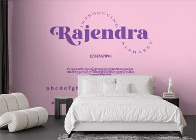 Rajendra premium luxury elegant alphabet letters and numbers. Vintage wedding typography classic serif font decorative vintage retro. Creative vector illustration Wall mural