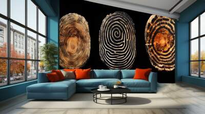 Fingerprints have three main patterns: arch, loop, and whorl. Wall mural