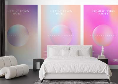 Creative covers or posters concept in modern minimal style for corporate identity, branding, social media advertising, promo. Minimalist futuristic cover design template with dynamic fluid gradient.   Wall mural