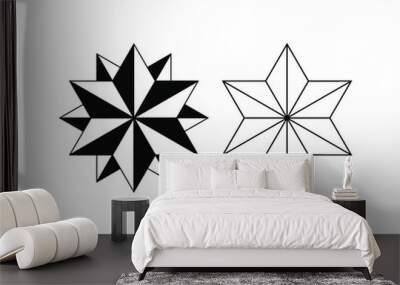 Nautical star icon. Wind rose icon. Star icon Wall mural