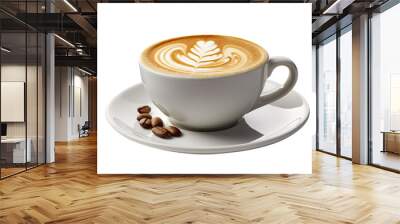  Cup of latte transparent background, ultra sharp, Generative AI Wall mural