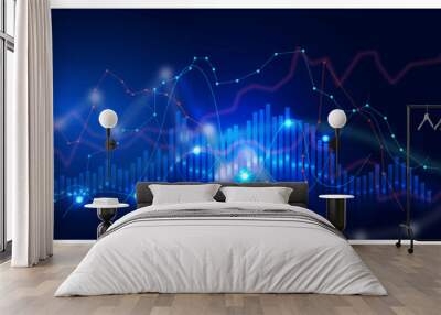 Digital financial chart indicators, stock market business and exchange financial growth graph. Wall mural