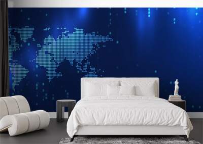 Dotted world map,map template for web site pattern, infographics on blue background.	 Wall mural