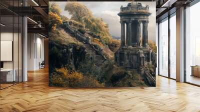 dugald monument at calton hill in edinburgh, scotland, united kingdom  Wall mural