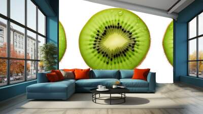 Slice of kiwi fruit isolated on white background Wall mural