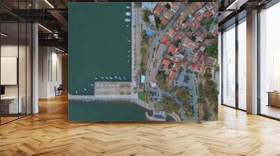 greece peloponnese region old capital nafplio aerial view with sunrise and sunset lights Wall mural