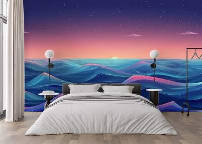 Dreamy Ocean Scene with Bioluminescent Waves Wall mural