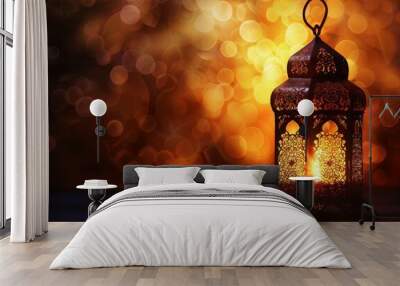 Ornate Lantern with Warm Glow Wall mural