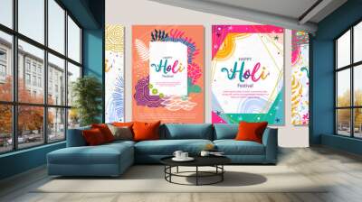 Holi festival Poster Template Collection. for cover, flyer, social media. vector illustration Wall mural