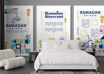 Islamic greeting card set template with ramadan for wallpaper design Poster, media banner. vector illustration Wall mural