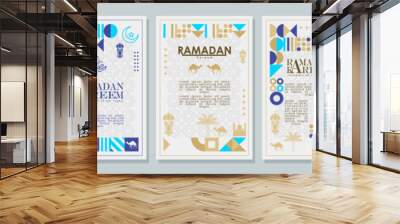 Islamic greeting card set template with ramadan for wallpaper design Poster, media banner. vector illustration Wall mural