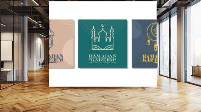 Islamic greeting card set template with ramadan for wallpaper design Poster, social media post, media banner. vector illustration Wall mural