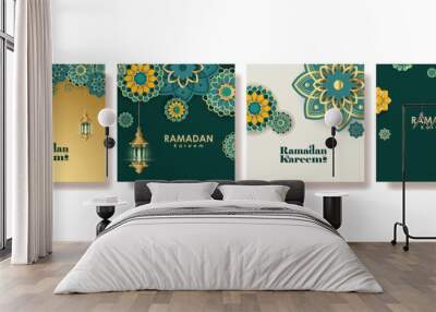 Modern Islamic greeting card set template with ramadan for social media post, media banner. vector illustration Wall mural