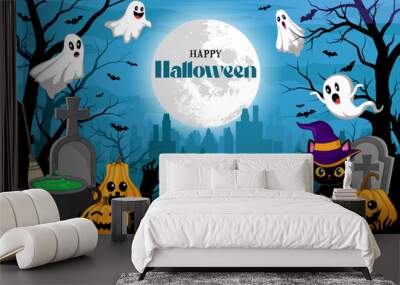 vector of Halloween background with scary design Wall mural