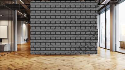 Black grey brick wall textured with grunge effect, pattern of old brick, vintage brick wall texture, vector illustration Wall mural