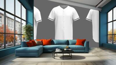 Baseball t-shirt mockup in front, side and back views, 3d illustration, 3d rendering Wall mural