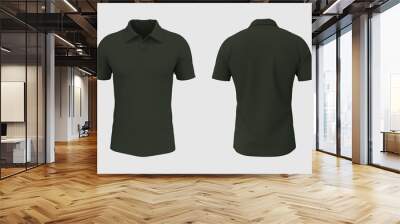 Blank collared shirt mockup, front, and back views, tee design presentation for print, 3d rendering, 3d illustration Wall mural