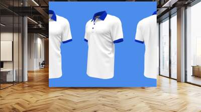 Blank collared shirt mockup, front, side and back views, tee design presentation for print, 3d rendering, 3d illustration Wall mural