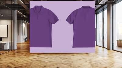 Blank collared shirt mockup, front and back views, tee design presentation for print, 3d rendering, 3d illustration Wall mural