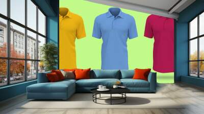 Blank collared shirt mockup in front view, tee design presentation for print, 3d rendering, 3d illustration Wall mural