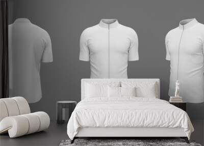 Blank cycling jersey mockup in front, side and back, 3d rendering, 3d illustration Wall mural