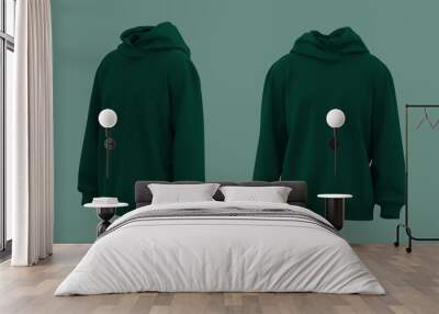 Blank hooded sweatshirt mockup in front and side views, 3d rendering, 3d illustration Wall mural