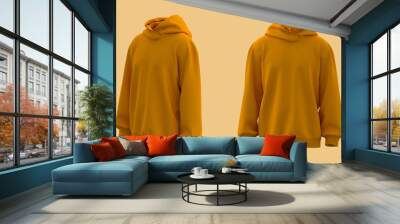 Blank hooded sweatshirt mockup in front and side views, 3d rendering, 3d illustration Wall mural