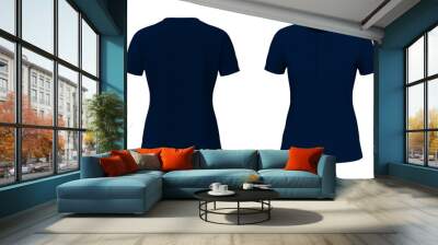 Blank short sleeve henley t-shirt mockup, front and back views, design presentation for print, 3d illustration, 3d rendering Wall mural