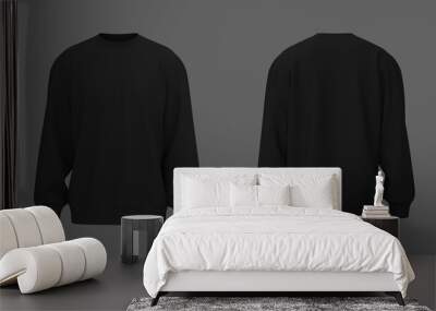 blank sweatshirt mock up in front and back views, 3d rendering, 3d illustration Wall mural