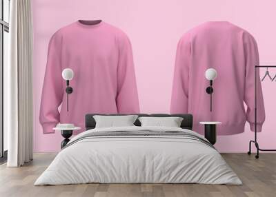 Blank sweatshirt mock up in front and back views, 3d rendering, 3d illustration Wall mural