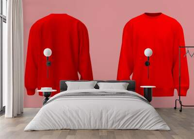 Blank sweatshirt mock up in front and back views, 3d rendering, 3d illustration Wall mural