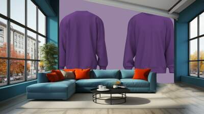 Blank sweatshirt mock up in front and back views, 3d rendering, 3d illustration Wall mural