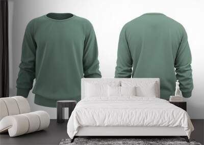 Blank sweatshirt mock up template in front, and back views, isolated on white, 3d rendering, 3d illustration Wall mural