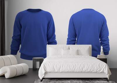 Blank sweatshirt mock up template in front, and back views, isolated on white, 3d rendering, 3d illustration Wall mural