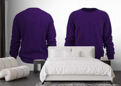 Blank sweatshirt mock up template in front, and back views, isolated on white, 3d rendering, 3d illustration Wall mural