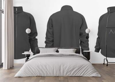 Blank tracksuit top mockup, track front, side and back views, 3d illustration, 3d rendering Wall mural