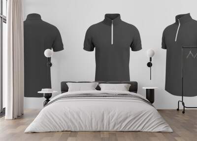 Blank tracktop shirt mockup, track front, side and back view, 3d illustration, 3d rendering Wall mural