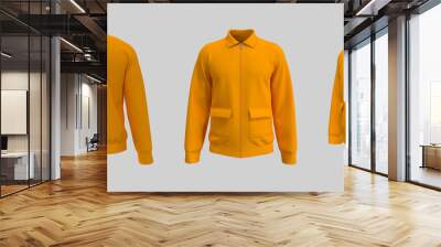 Harrington jacket mockup front, side and back views, 3d illustration, 3d rendering Wall mural