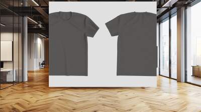 men's short-sleeve t-shirt mockup in front, and back views, design presentation for print, 3d illustration, 3d rendering Wall mural