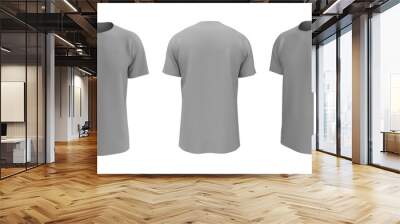 men's short sleeve t-shirt mockup in front, side and back views, design presentation for print, 3d illustration, 3d rendering Wall mural