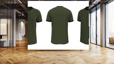 men's short-sleeve t-shirt mockup in front, side and back views, design presentation for print, 3d illustration, 3d rendering Wall mural