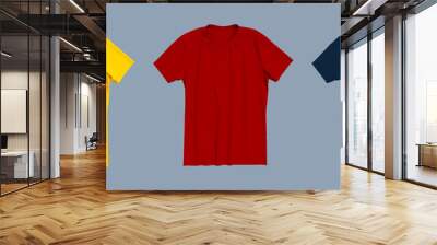 men's short-sleeve t-shirt mockup in front view, design presentation for print, 3d illustration, 3d rendering Wall mural