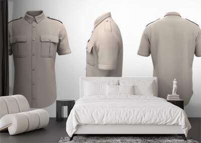 men's short sleeves military shirt mockup. 3d rendering, 3d illustration Wall mural