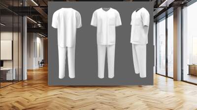 Nurse uniform mockup in front, back and side views. 3d illustration, 3d rendering Wall mural