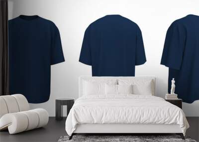 Oversized t-shirt mockup in front, side and back views, design presentation for print, 3d illustration, 3d rendering Wall mural